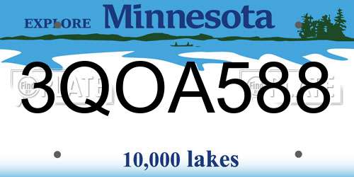 3QOA588 Minnesota License Plate