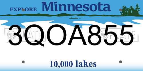 3QOA855 Minnesota License Plate