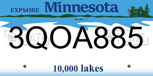 3QOA885 Minnesota License Plate