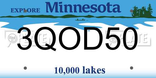 3QOD50 Minnesota License Plate