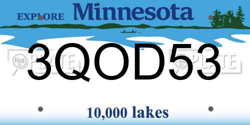 3QOD53 Minnesota License Plate