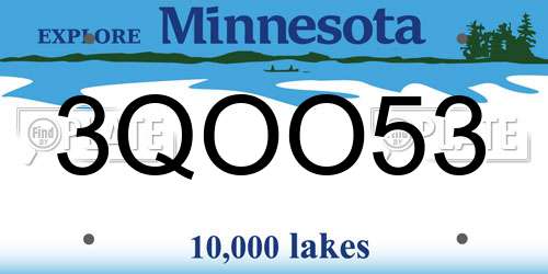 3QOO53 Minnesota License Plate