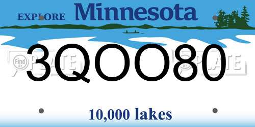 3QOO80 Minnesota License Plate