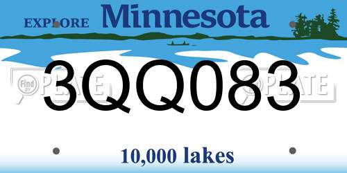 3QQ083 Minnesota License Plate