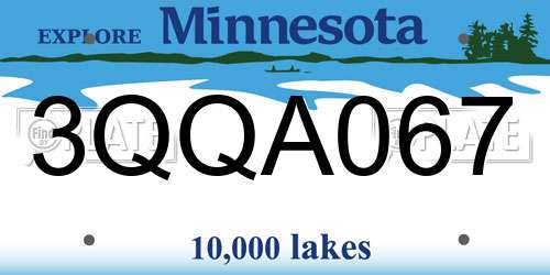 3QQA067 Minnesota License Plate