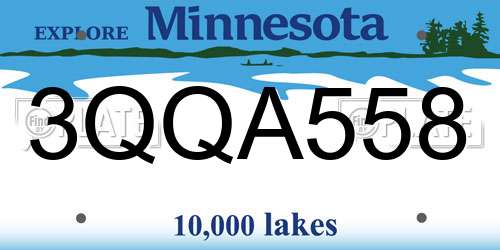 3QQA558 Minnesota License Plate