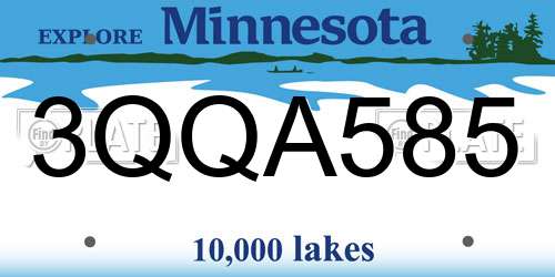 3QQA585 Minnesota License Plate