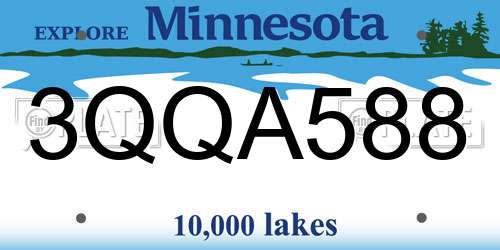 3QQA588 Minnesota License Plate