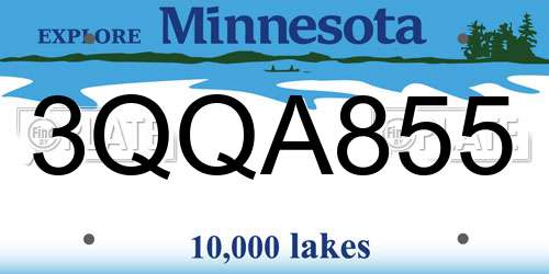 3QQA855 Minnesota License Plate