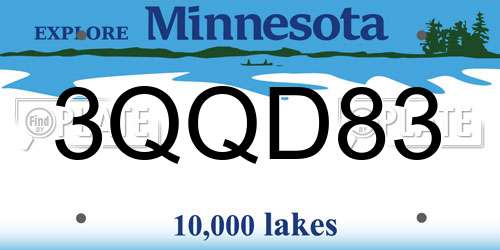 3QQD83 Minnesota License Plate