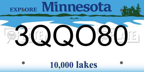 3QQO80 Minnesota License Plate