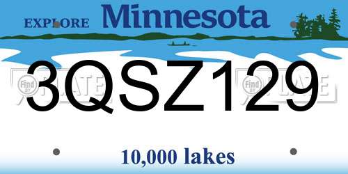 3QSZ129 Minnesota License Plate