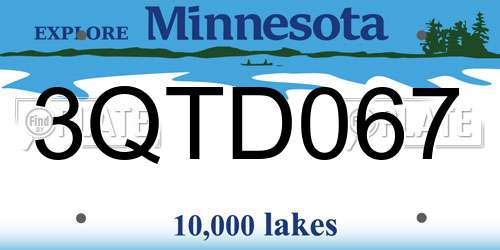 3QTD067 Minnesota License Plate