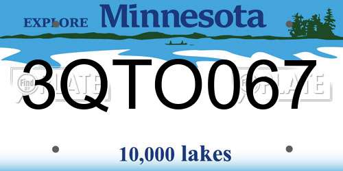 3QTO067 Minnesota License Plate