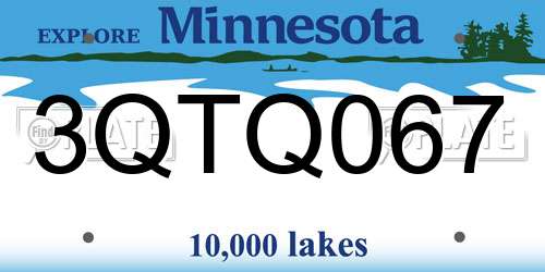 3QTQ067 Minnesota License Plate