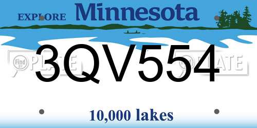 3QV554 Minnesota License Plate