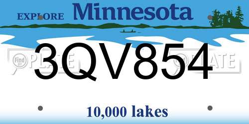 3QV854 Minnesota License Plate
