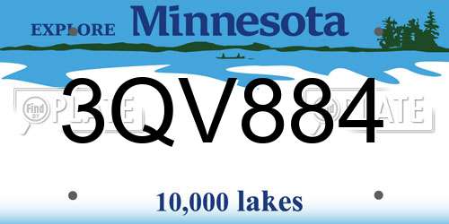3QV884 Minnesota License Plate