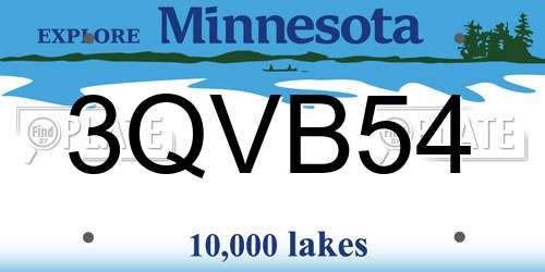 3QVB54 Minnesota License Plate