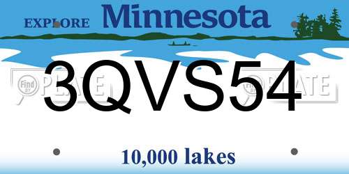 3QVS54 Minnesota License Plate