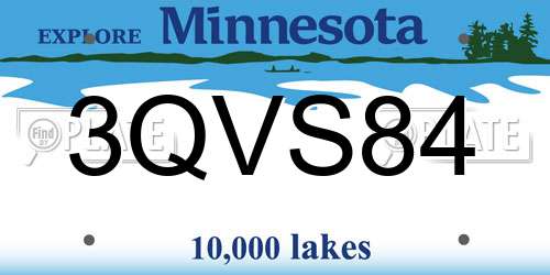 3QVS84 Minnesota License Plate
