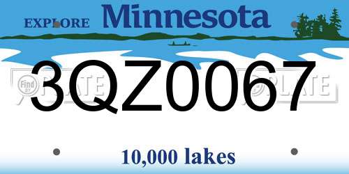 3QZ0067 Minnesota License Plate