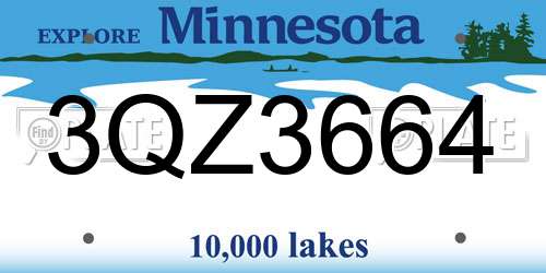 3QZ3664 Minnesota License Plate