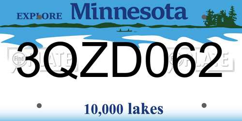 3QZD062 Minnesota License Plate