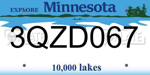 3QZD067 Minnesota License Plate