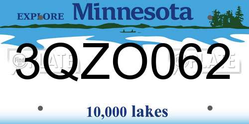 3QZO062 Minnesota License Plate
