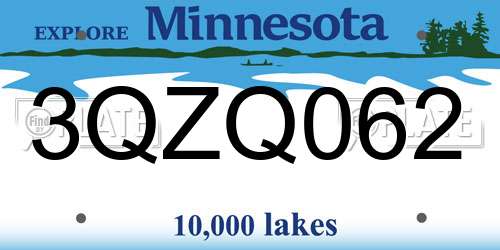 3QZQ062 Minnesota License Plate