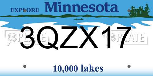 3QZX17 Minnesota License Plate