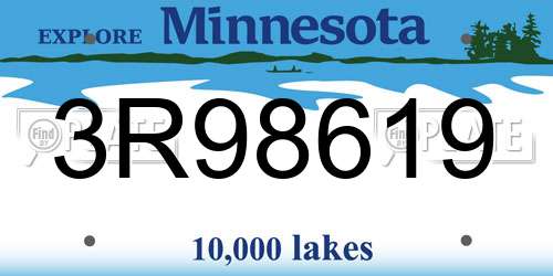 3R98619 Minnesota License Plate