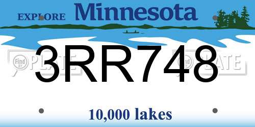 3RR748 Minnesota License Plate