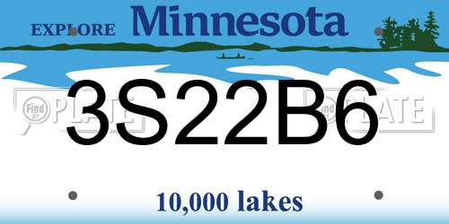 3S22B6 Minnesota License Plate