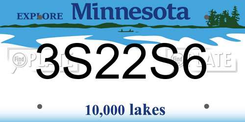 3S22S6 Minnesota License Plate