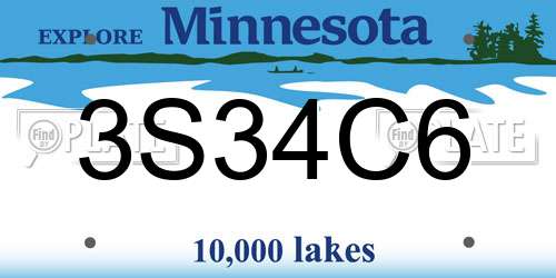 3S34C6 Minnesota License Plate
