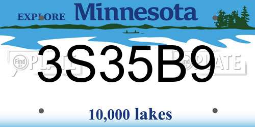 3S35B9 Minnesota License Plate