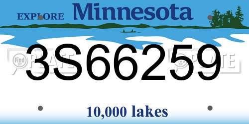 3S66259 Minnesota License Plate