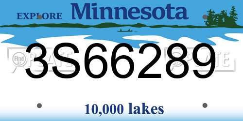 3S66289 Minnesota License Plate