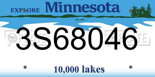 3S68046 Minnesota License Plate