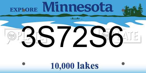 3S72S6 Minnesota License Plate