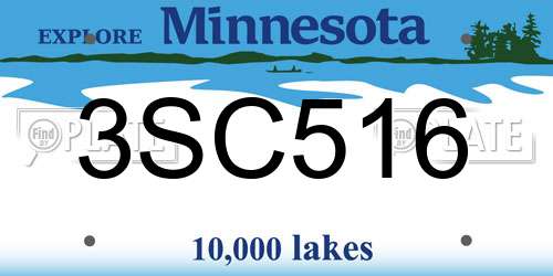 3SC516 Minnesota License Plate