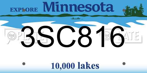 3SC816 Minnesota License Plate