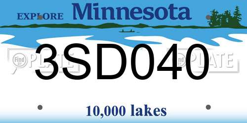 3SD040 Minnesota License Plate