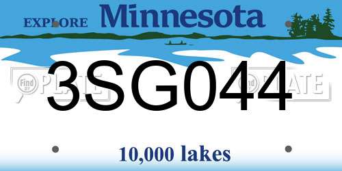 3SG044 Minnesota License Plate