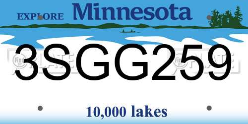3SGG259 Minnesota License Plate