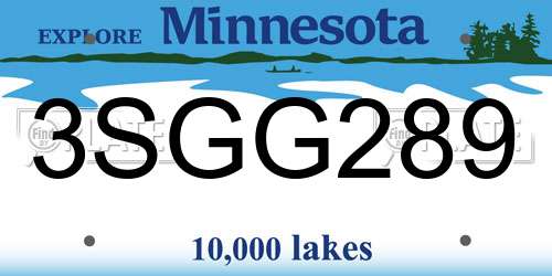 3SGG289 Minnesota License Plate