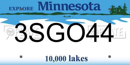 3SGO44 Minnesota License Plate