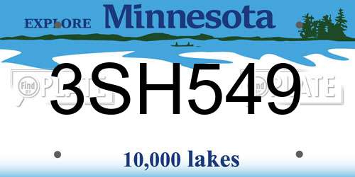 3SH549 Minnesota License Plate